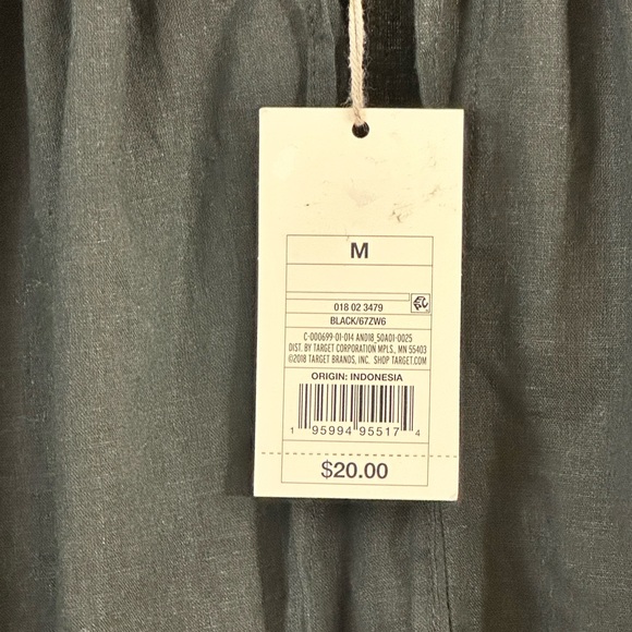 A New Day Black Peasant Style Long Sleeve Linen Mix Split Neckline Top M… - Picture 9 of 11